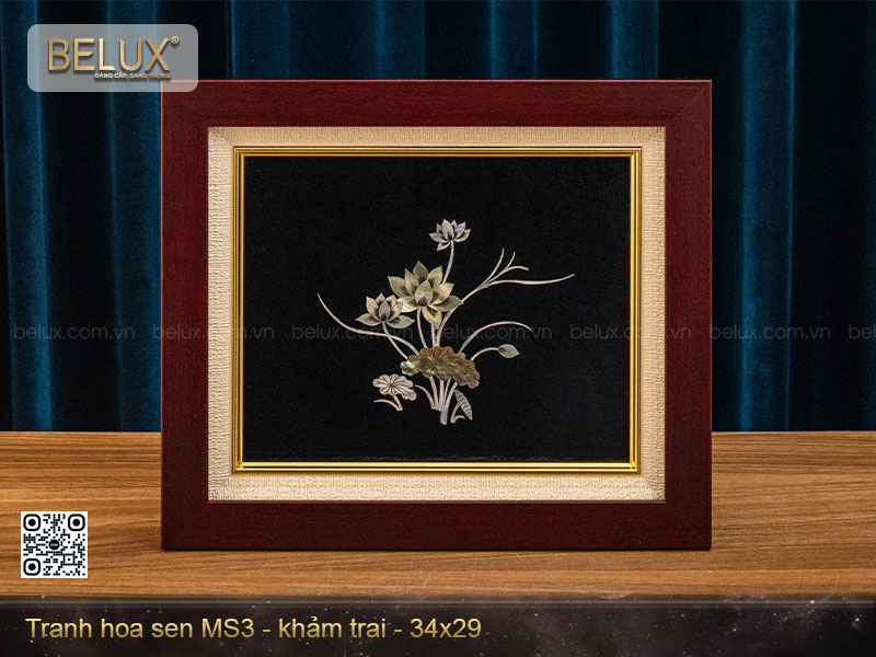 Tranh hoa sen khảm trai MS3 kt 34x29cm&nbsp;